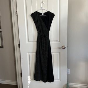 Two toned black and white polka dot wrap maxi dress by Cabi